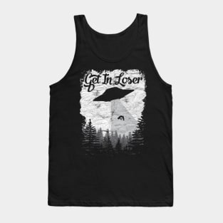 Get In Loser Space UFO Distressed Alien Science Abduction design Tank Top